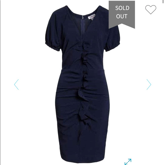 Chelsea28 Dress Womens‎ 10 Petite Blue Ruched Puff Sleeve V Neck Mini - Picture 5 of 11